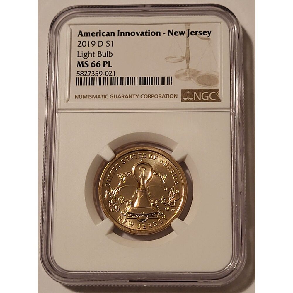 2019 D American Innovation Dollar New Jersey - Light Bulb MS66 PL NGC